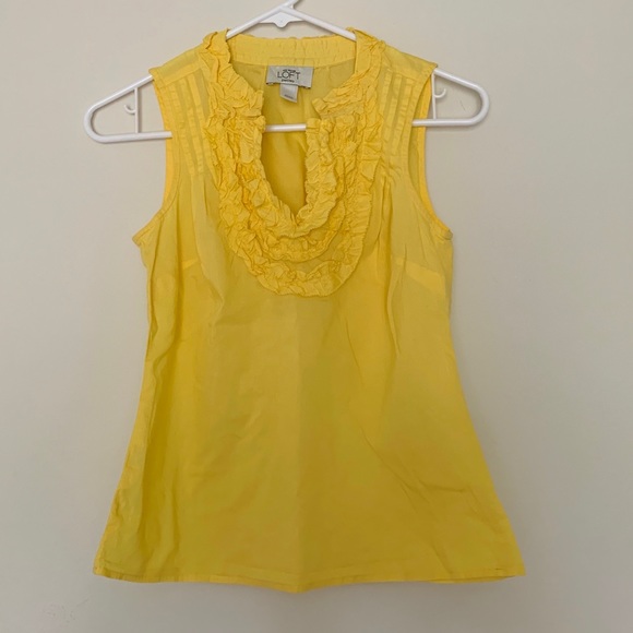 LOFT Tops - Ann Taylor Loft Yellow Ruffled Tank Top Blouse